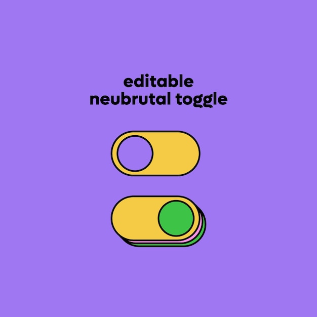 Editable Neubrutal Switch Toggle Button Design 3D UI Element for Websites and Mobile Applications