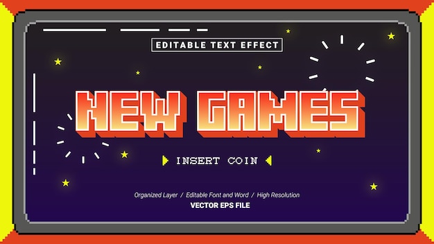 Редактируемый Типографика Шрифта Новой Игры Шаблон Текстового Эффекта Стиль Надписи Векторные Иллюстрации Логотип