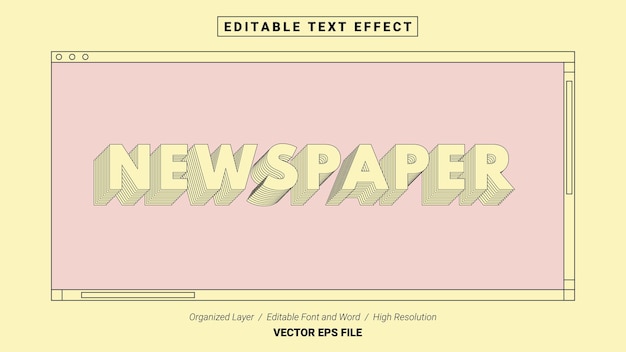 Editable Newspaper Font Typography Template Text Effect Style Lettering Vector Illustration Logo