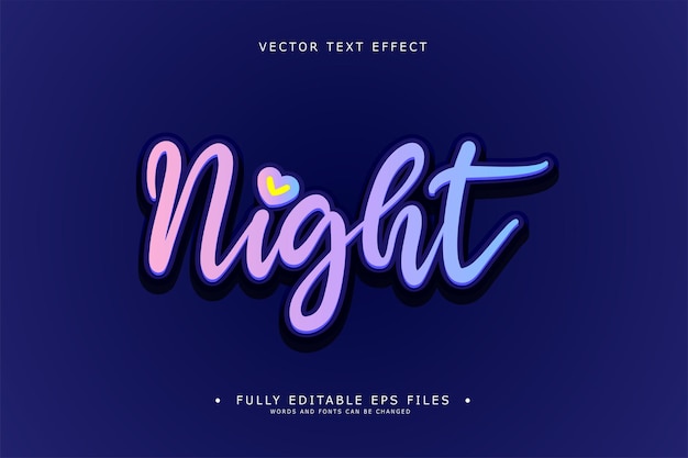 Vector editable night neon text effect