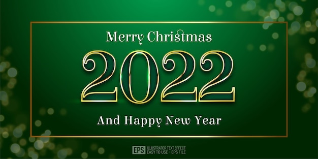 緑の背景を持つ正方形のフレームに編集可能な番号2022新年あけましておめでとうございます