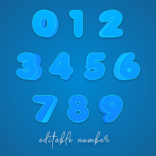 Vector editable numbers design template 0 to 9