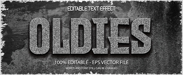 Editable oldies text effect on cement texture background