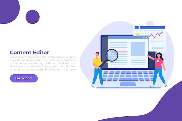 Editable online document. blogger, copywriter or journalist concept. editor work. creative writing and storytelling, copywriting . online education, distant learning. vector illustration.