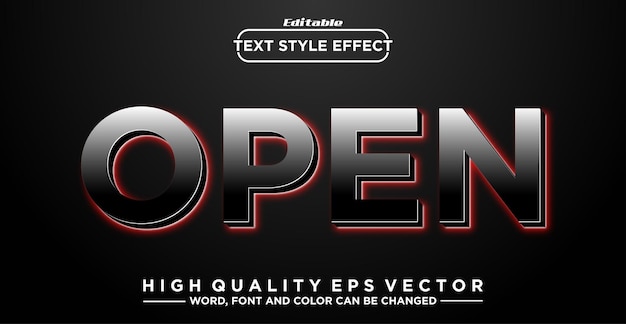 Editable open text effect in glowing neon red style