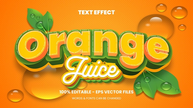 Редактируемый текстовый шаблон апельсинового сока
