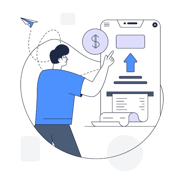 An editable outline illustration of invoice payment