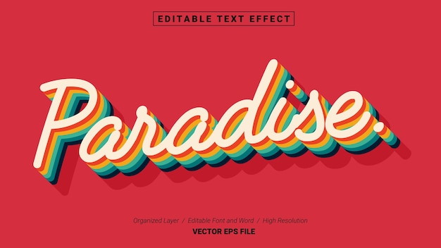 Editable Paradise Font. Typography Template Text Effect Style. Lettering Vector Illustration Logo.