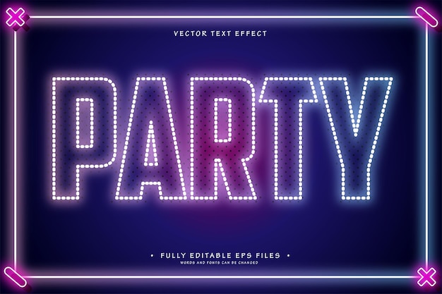 Vector editable party neon text effect