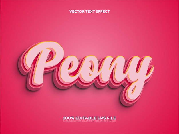 편집 가능한 Peony 3D 스타일 텍스트 효과