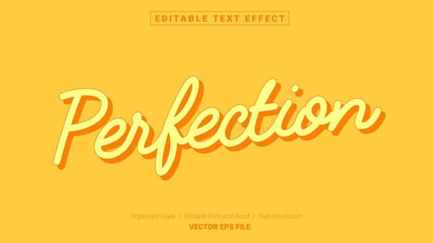 Editable Perfection Font. Typography Template Text Effect Style. Lettering Vector Illustration