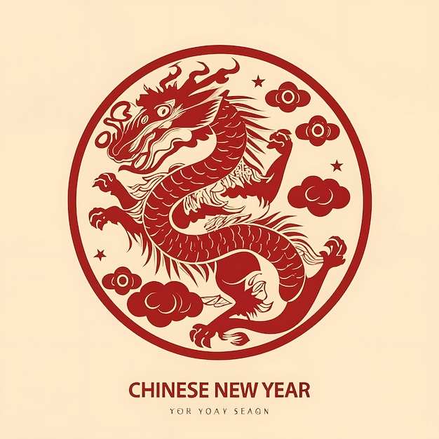 Vector editable photo chinese new year dragon for greeting card design