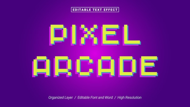 Vector editable pixel arcade font gaming typography template text effect style lettering vector logo