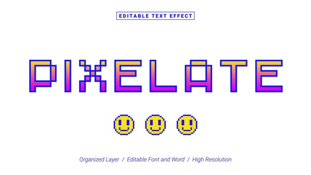 Vector editable pixelate font typography template text effect style lettering vector illustration