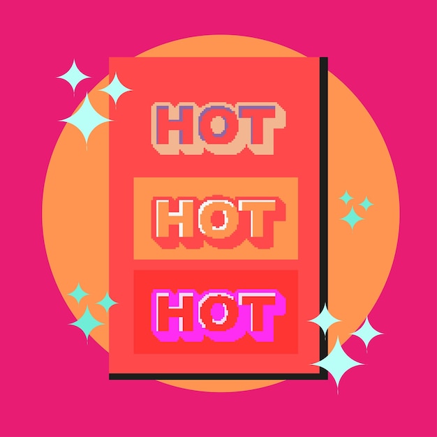 ベクトル 編集可能なピクセル化された単語 hot