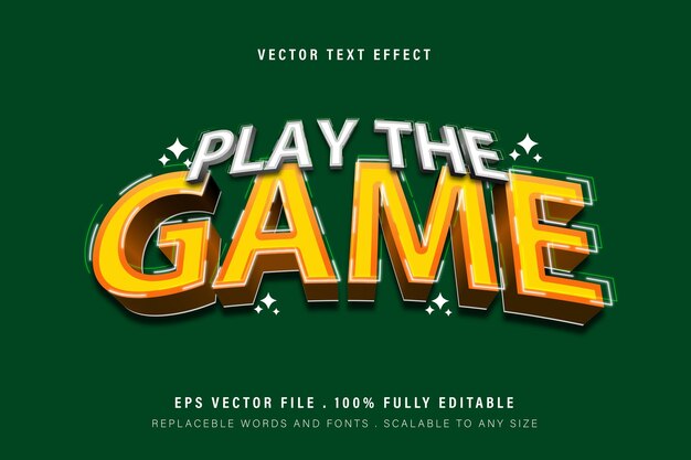 Editable play the game 3d text effect.