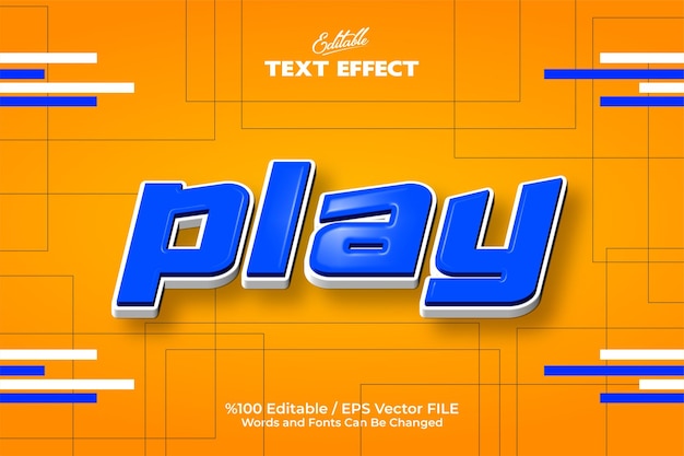 Editable Play Text Effect Written on a orange background