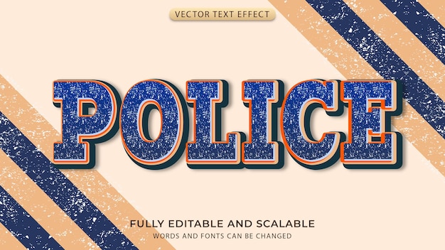 Vector editable police text effect in vintage style