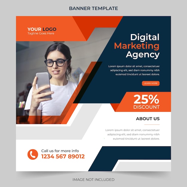 Editable Professional digital business agency marketing social media post and banner template design