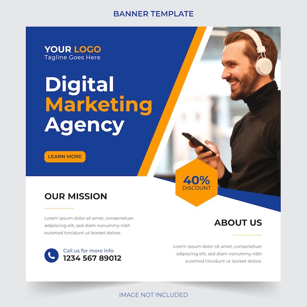 Editable Professional digital business agency marketing social media post and banner template design