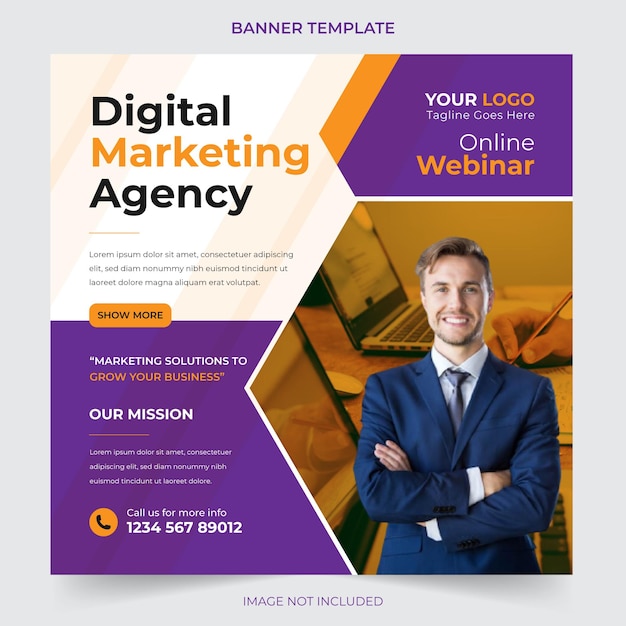 Editable professional digital business agency marketing social media post and banner template design