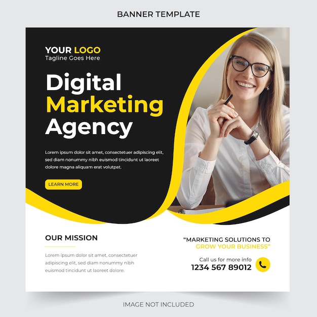 Editable Professional digital business agency marketing social media post and banner template design