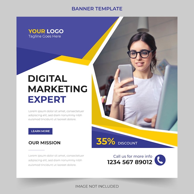 Editable Professional digital business agency marketing social media post and banner template