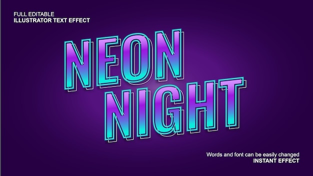 Vector editable purple neon text effect with neon effect