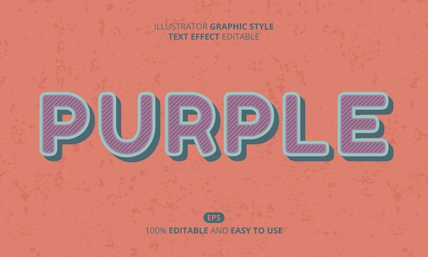 Editable Purple Text Effect, Retro Text Style