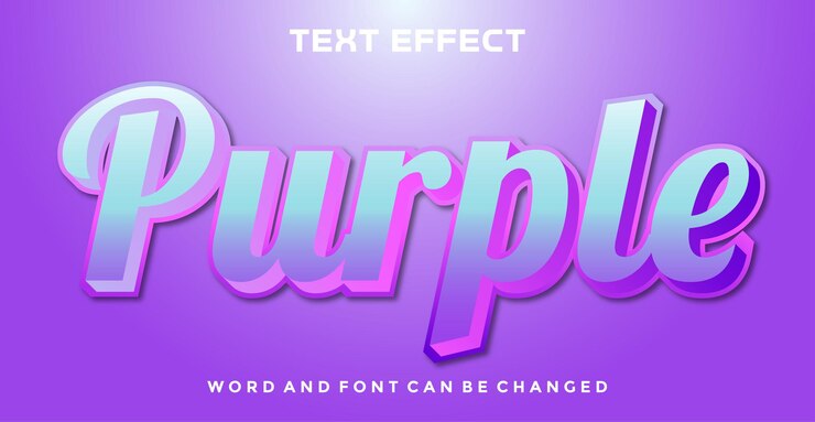 Vector editable purple text with 3d design