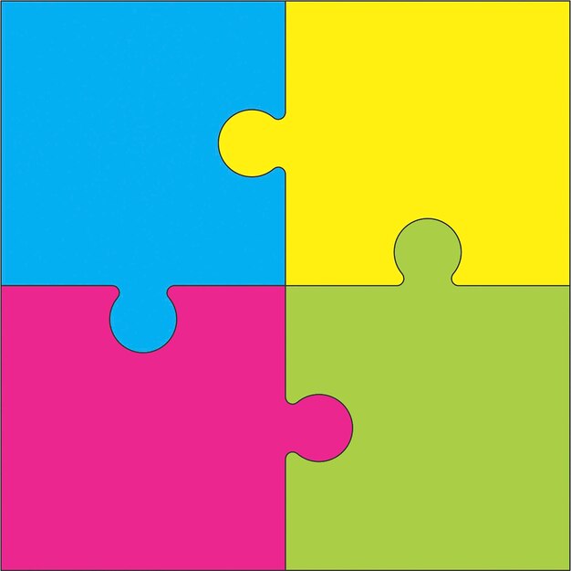 editable puzzle template 4 pieces