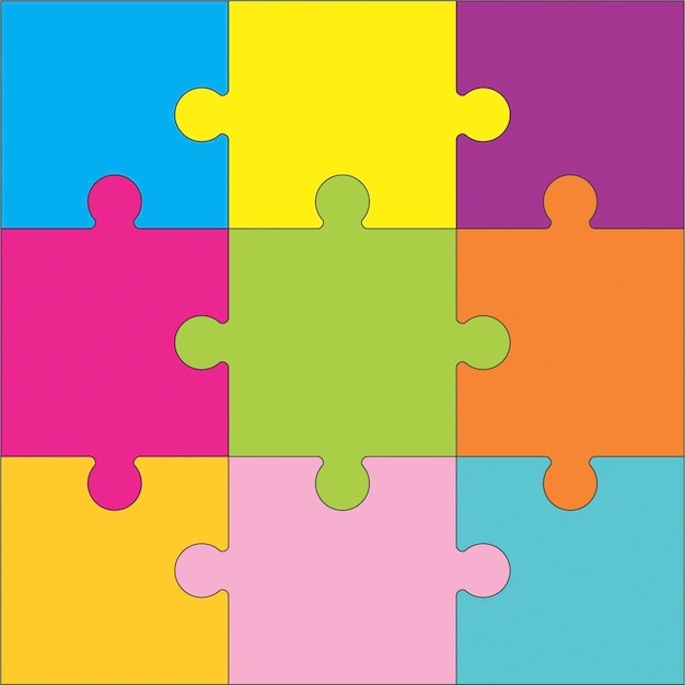 editable puzzle template 9 pieces