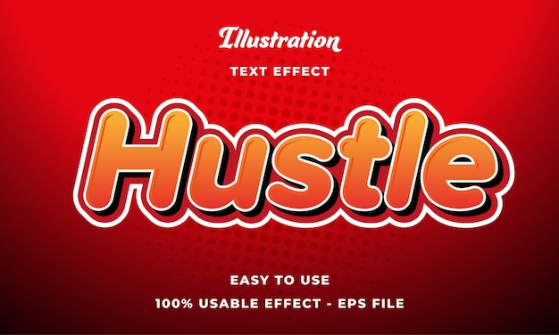 Editable red hustle text effect vector modern style