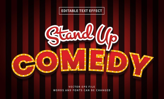 Editable retro and vintage stand up comedy 3d text effect