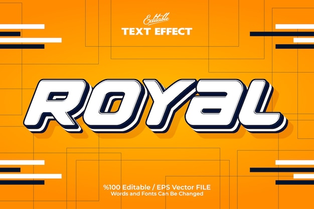 Editable Royal text effect written on a orange background