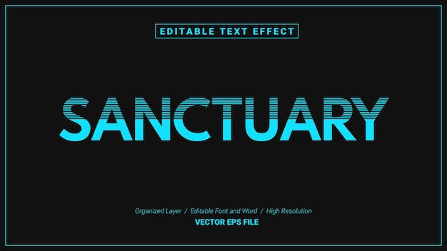 Editable sanctuary font typography template text effect style lettering vector illustration logo