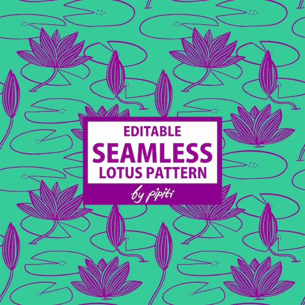 Editable Seamless Lotus Pattern