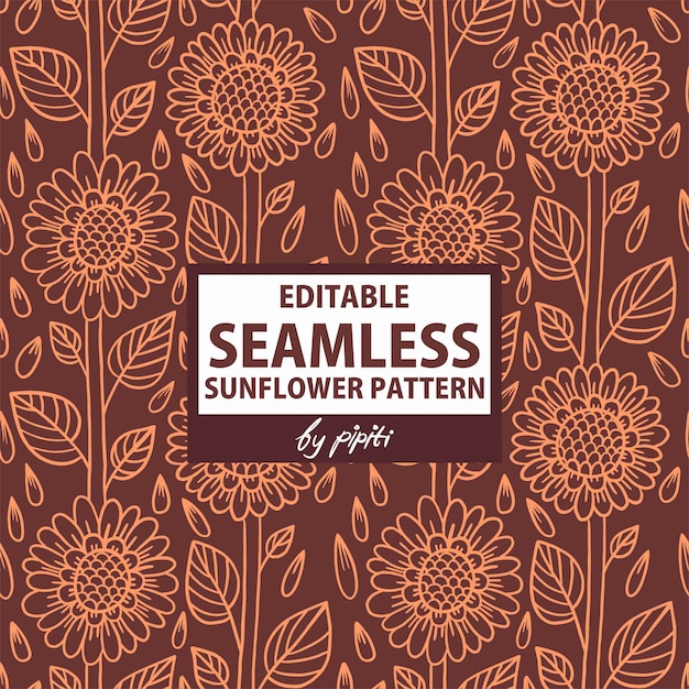 Vector editable seamless sun flower pattern