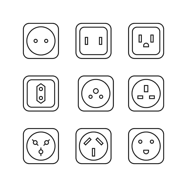 Editable Set Icon of Electric Socket Vector illustration isolated on white background using for Presentation website or mobile app