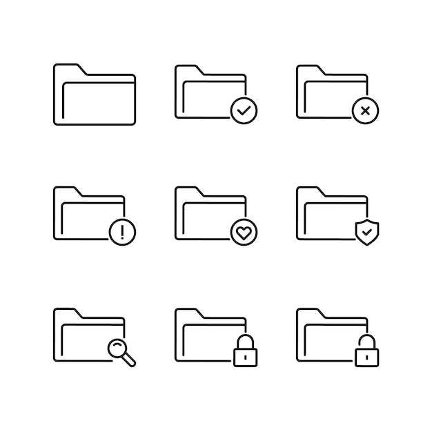 Editable Set Icon of Folder Vector illustration isolated on white background using for Presentation website or mobile app