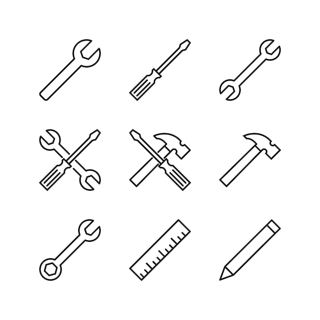 Editable Set Icon of Tools Vector illustration isolated on white background using for Presentation website or mobile app