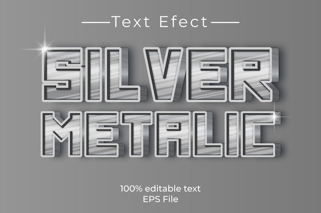 Editable Silver metalic text effect template