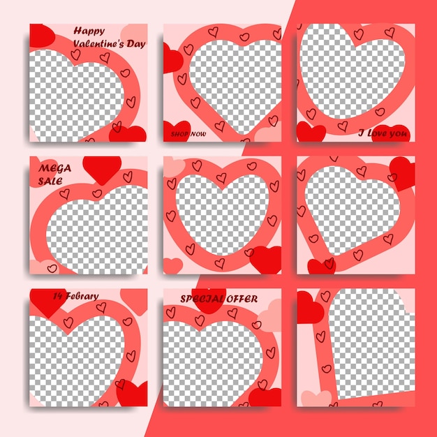 Vector editable social media post for valentine's day with pink tones