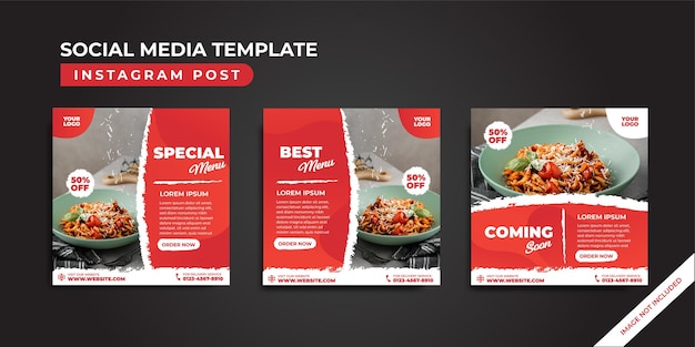 Editable social media template for promotion in restaurant food menu