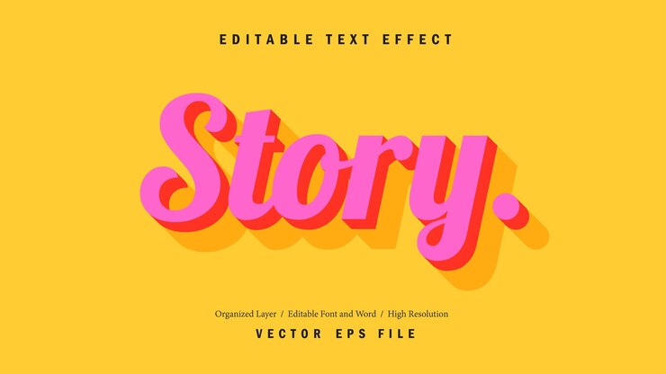 Editable Story Font Typography Template Text Effect Style Lettering Vector Illustration Logo