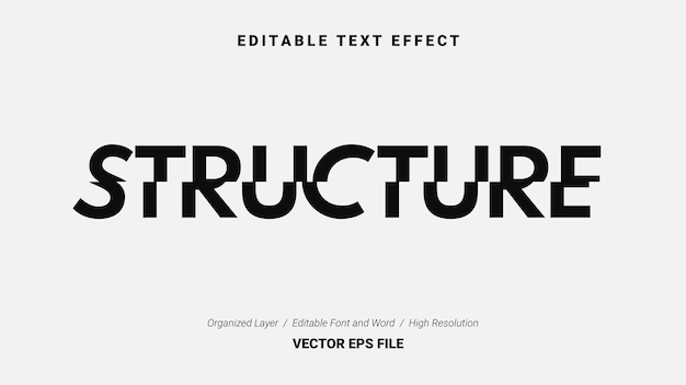 Editable Structure Font Typography Template Text Effect Style Lettering Vector Illustration Logo