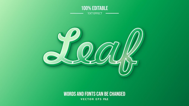editable style text effect green leaf style effect
