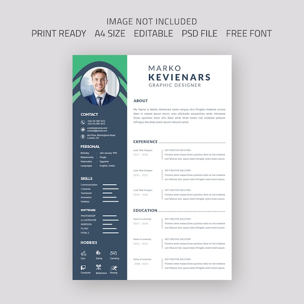 Vector editable stylish curriculum vitae