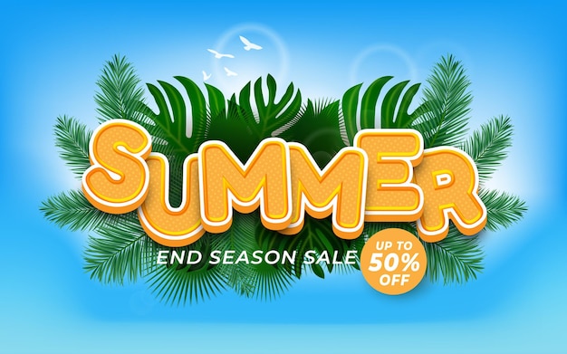 Editable summer text effect end of season summer sale promotion