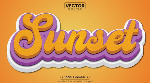 Editable Sunset text style effect-vintage and classy text style